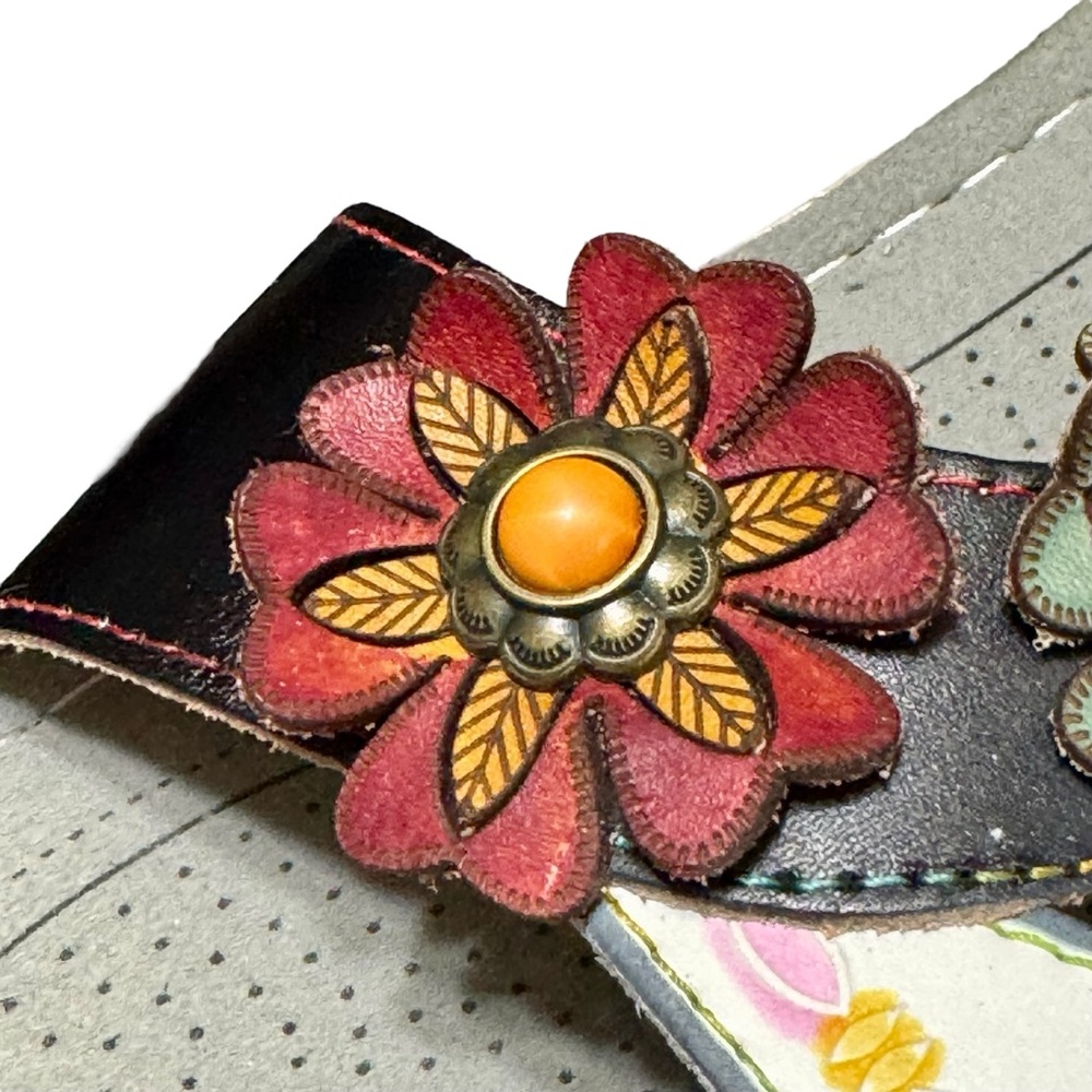 L'ARTISTE Nadira Genuine Leather Floral Embellished Strappy Comfortable Sandal - Picture 8 of 13
